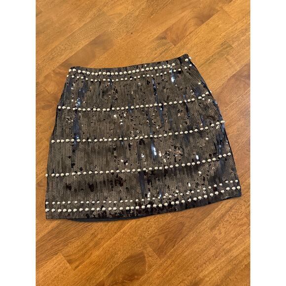 Made In Italy Studded Sequined Black Mini Skirt. - Picture 6 of 6
